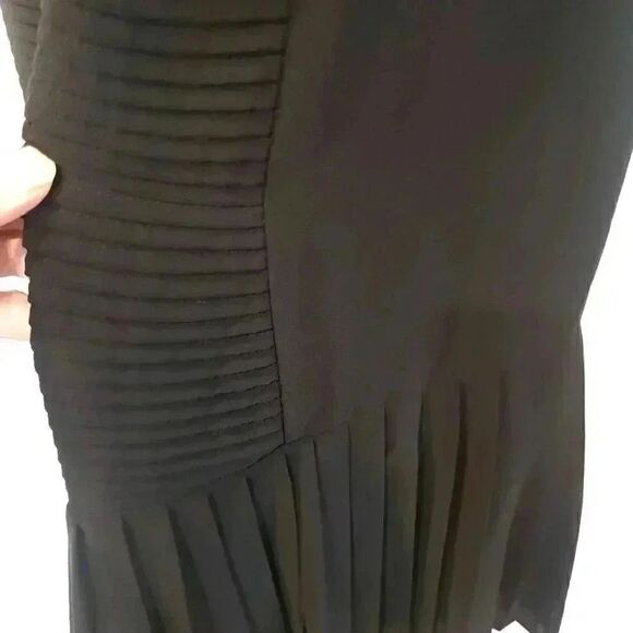 Freeway Women's Black Poly Georgette Beaded Pleated Drop Waist Sleeveless Lined - Picture 11 of 12